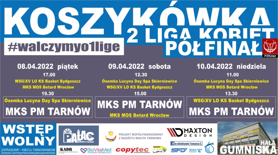 Plakat półfinałowego turnieju drugiej ligi koszykówki kobiet